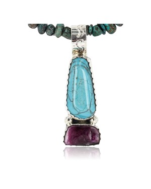 Handmade Certified Authentic Navajo .925 Sterling Silver Natural Turquoise Native American Necklace 390840283355