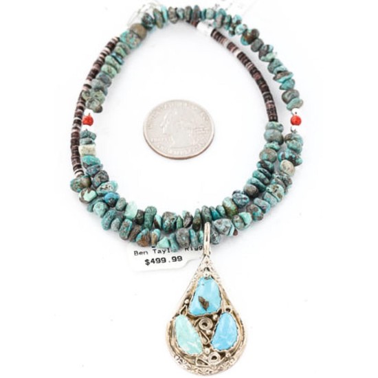 Handmade Certified Authentic Navajo .925 Sterling Silver Natural Turquoise Native American Necklace 390844252004