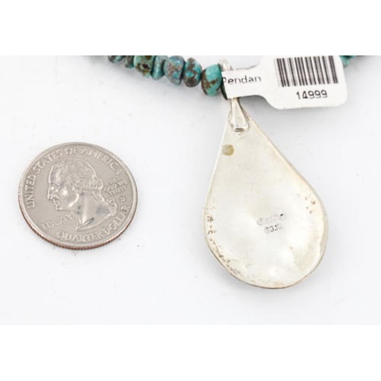 Handmade Certified Authentic Navajo .925 Sterling Silver Natural Turquoise Native American Necklace 390844252004