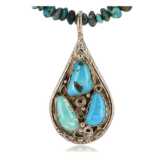 Handmade Certified Authentic Navajo .925 Sterling Silver Natural Turquoise Native American Necklace 390844252004