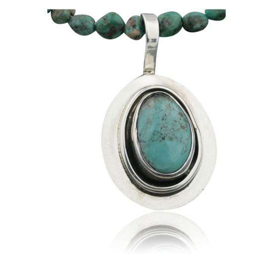 Handmade Certified Authentic Navajo .925 Sterling Silver Natural Turquoise Native American Necklace & Pendant 370947399987