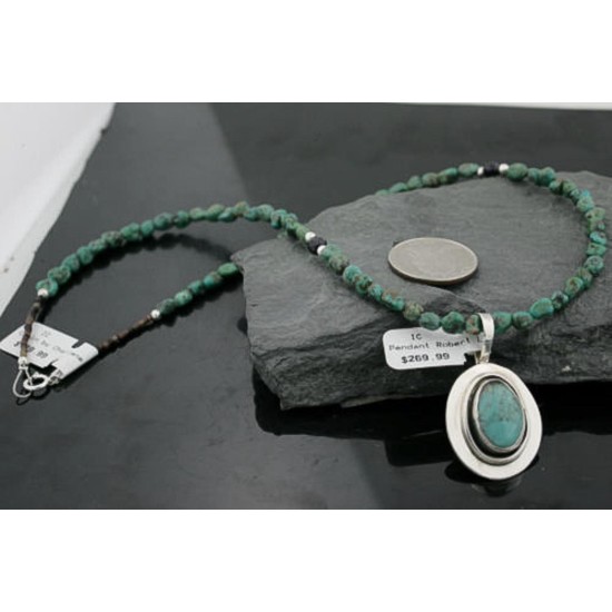 Handmade Certified Authentic Navajo .925 Sterling Silver Natural Turquoise Native American Necklace & Pendant 370947399987