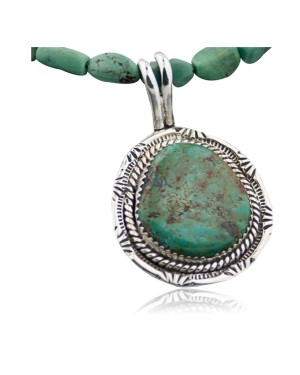 Handmade Certified Authentic Navajo .925 Sterling Silver Natural Turquoise Native American Necklace & Pendant 390643684539