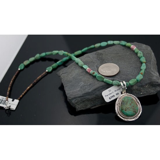 Handmade Certified Authentic Navajo .925 Sterling Silver Natural Turquoise Native American Necklace & Pendant 390643684539