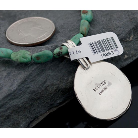 Handmade Certified Authentic Navajo .925 Sterling Silver Natural Turquoise Native American Necklace & Pendant 390643684539