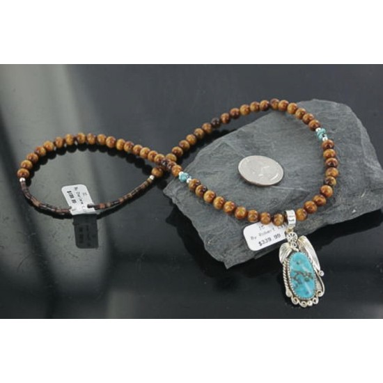 Handmade Certified Authentic Navajo .925 Sterling Silver Natural Turquoise Native American Necklace & Pendant 390669698816