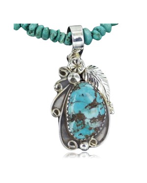 Handmade Certified Authentic Navajo .925 Sterling Silver Natural Turquoise Native American Necklace & Pendant 390669732625