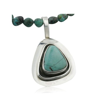 Handmade Certified Authentic Navajo .925 Sterling Silver Natural Turquoise Native American Necklace & Pendant 390706194200