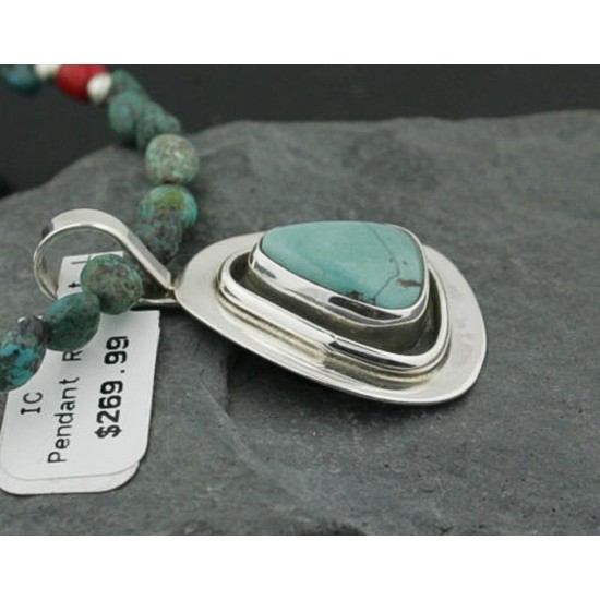 Handmade Certified Authentic Navajo .925 Sterling Silver Natural Turquoise Native American Necklace & Pendant 390706194200