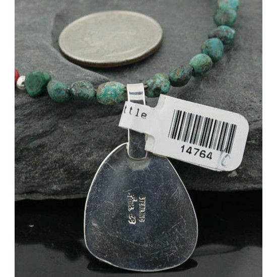 Handmade Certified Authentic Navajo .925 Sterling Silver Natural Turquoise Native American Necklace & Pendant 390706194200