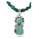 Handmade Navajo .925 Sterling Silver Natural Turquoise Native American Necklace & Pendant 390800560362