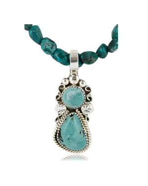 Handmade Certified Authentic Navajo .925 Sterling Silver Natural Turquoise Native American Necklace & Pendant 390800560362