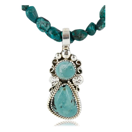 Handmade Certified Authentic Navajo .925 Sterling Silver Natural Turquoise Native American Necklace & Pendant 390800560362