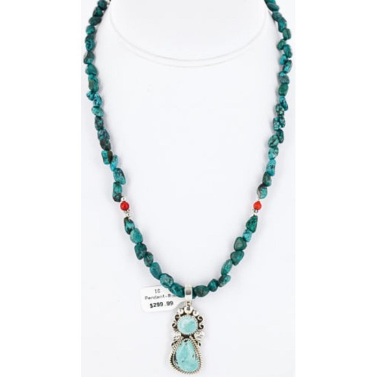 Handmade Certified Authentic Navajo .925 Sterling Silver Natural Turquoise Native American Necklace & Pendant 390800560362
