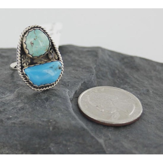 Handmade Certified Authentic Navajo .925 Sterling Silver Natural Turquoise Native American Ring  370954921887