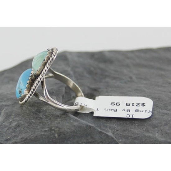 Handmade Certified Authentic Navajo .925 Sterling Silver Natural Turquoise Native American Ring  370954921887