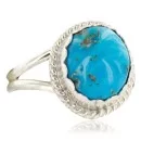 Handmade Navajo .925 Sterling Silver Natural Turquoise Native American Ring 370985360022