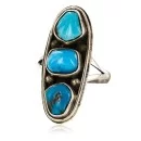 Handmade Navajo .925 Sterling Silver Natural Turquoise Native American Ring 371064208122