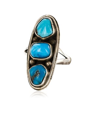 Handmade Certified Authentic Navajo .925 Sterling Silver Natural Turquoise Native American Ring  371064208122