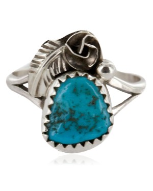 Handmade Certified Authentic Navajo .925 Sterling Silver Natural Turquoise Native American Ring 5 1/4 26204-3