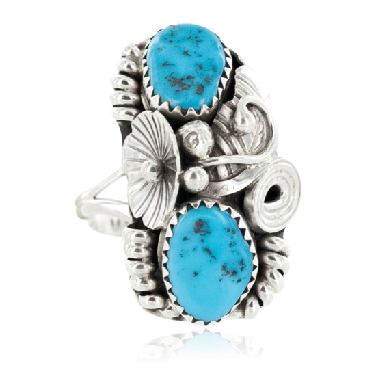 Handmade Certified Authentic Navajo .925 Sterling Silver Natural Turquoise Native American Ring Size 7 3/4 26208-2