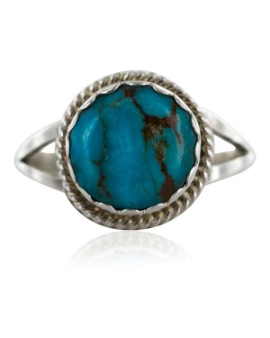 Handmade Certified Authentic Navajo .925 Sterling Silver Natural Turquoise Rin Native American Ring  16843