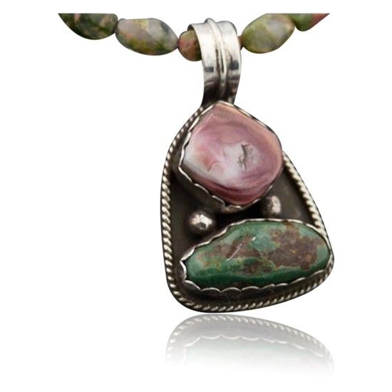 Handmade Certified Authentic Navajo .925 Sterling Silver Natural Turquoise Spiny Oyster Native American Necklace 390619935947