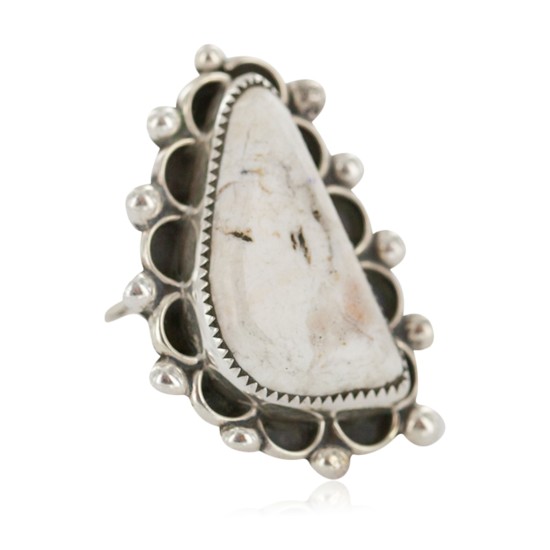 Handmade Certified Authentic Navajo Silver White Buffalo Native American Ring 17023-20