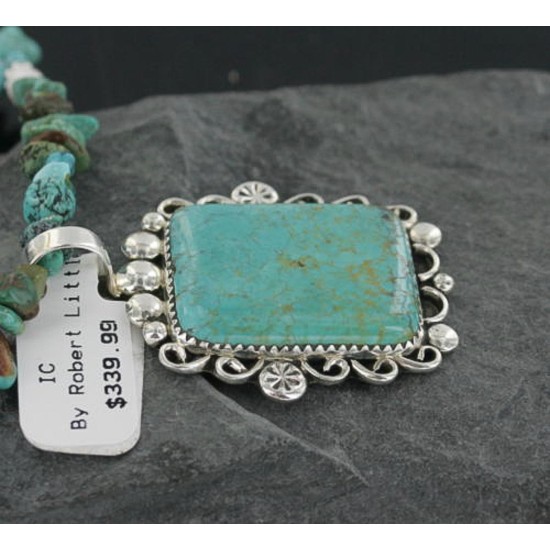 Handmade Certified Authentic Navajo .925 Sterling Silver NaturalONE Mountain Turquoise Native American Necklace 370911843682