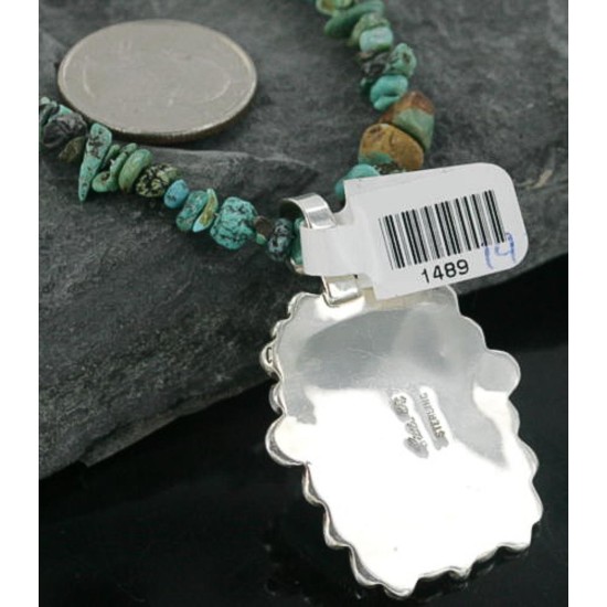 Handmade Certified Authentic Navajo .925 Sterling Silver NaturalONE Mountain Turquoise Native American Necklace 370911843682