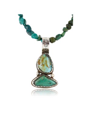 Handmade Certified Authentic Navajo .925 Sterling Silver PILOT Mountain and ST Turquoise Native American Necklace 390767885008