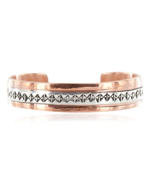 Handmade Certified Authentic Navajo .925 Sterling Silver Pure Copper Native American Bracelet 12902-1