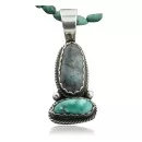 Handmade Navajo .925 Sterling Silver RED Mountain and Turquoise Native American Necklace 370974617648