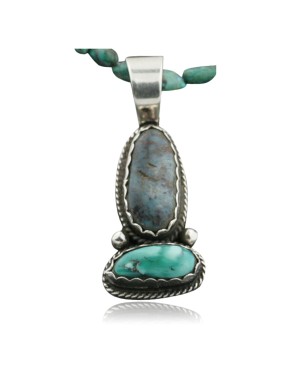 Handmade Certified Authentic Navajo .925 Sterling Silver RED Mountain and Turquoise Native American Necklace 370974617648
