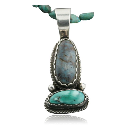 Handmade Certified Authentic Navajo .925 Sterling Silver RED Mountain and Turquoise Native American Necklace 370974617648