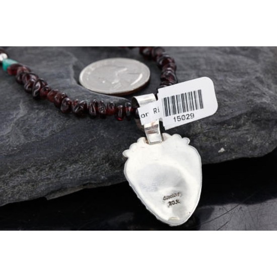 Handmade Certified Authentic Navajo .925 Sterling Silver Rough Turquoise Native American Necklace 390747411013