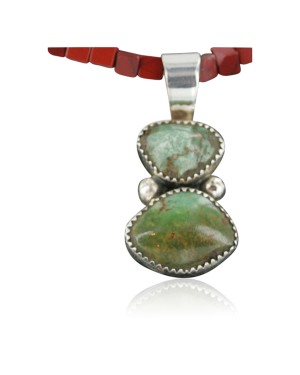 Handmade Certified Authentic Navajo .925 Sterling Silver Silver Natural Turquoise Native American Necklace 390682330241