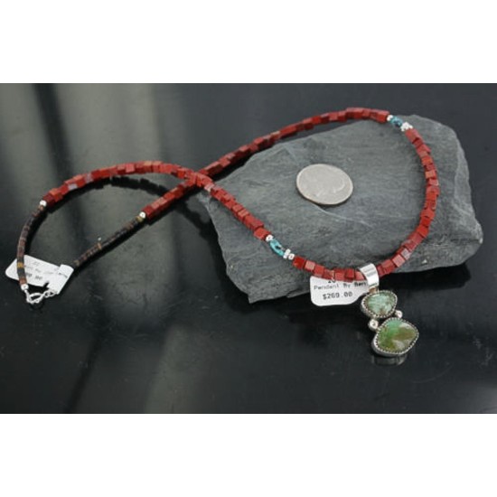 Handmade Certified Authentic Navajo .925 Sterling Silver Silver Natural Turquoise Native American Necklace 390682330241
