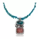 Handmade Navajo .925 Sterling Silver Spiny Oyster and Natural Turquoise Native American Necklace & Pendant 390619935942