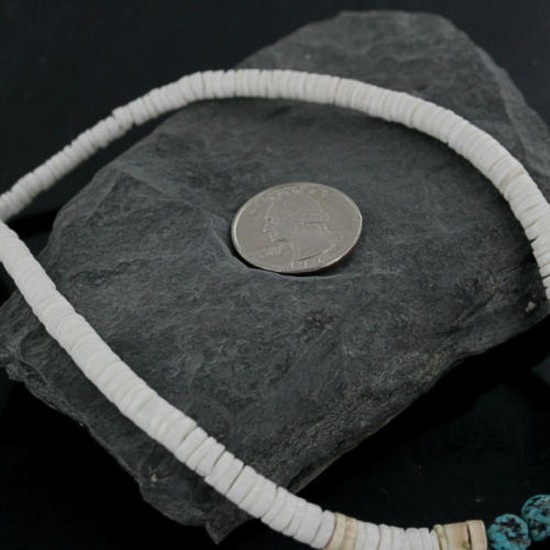 Handmade Certified Authentic Navajo .925 Sterling Silver Spiny Oyster and Turquoise Graduated Heishi Native American Necklace 370915582741