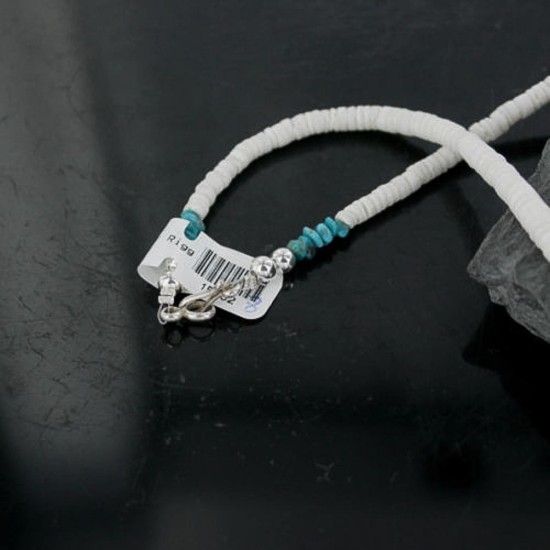Handmade Certified Authentic Navajo .925 Sterling Silver Spiny Oyster and Turquoise Graduated Heishi Native American Necklace 370915582741