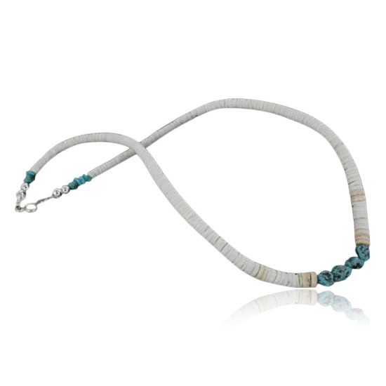 Handmade Certified Authentic Navajo .925 Sterling Silver Spiny Oyster and Turquoise Graduated Heishi Native American Necklace 370915582741