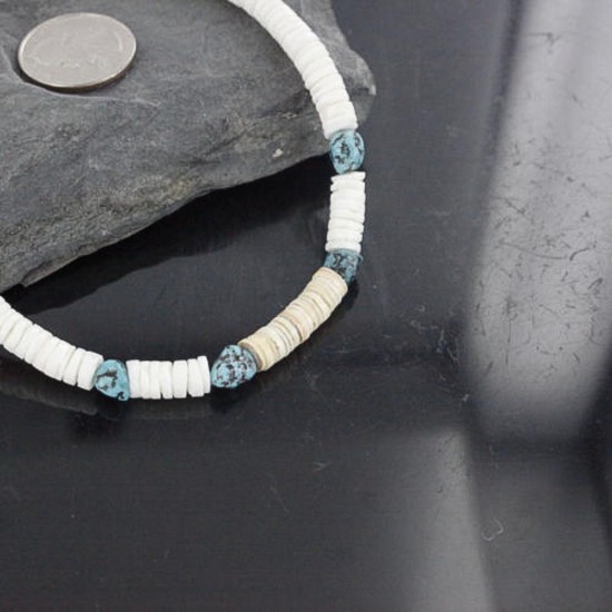 Handmade Certified Authentic Navajo .925 Sterling Silver Spiny Oyster and Turquoise, Graduated Heishi Native American Necklace 370927888522
