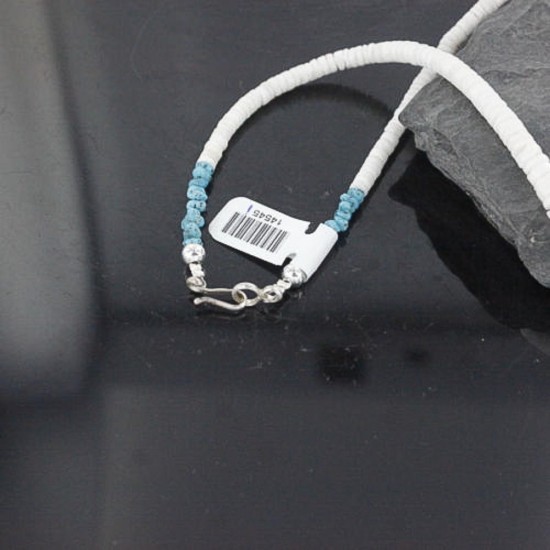 Handmade Certified Authentic Navajo .925 Sterling Silver Spiny Oyster and Turquoise, Graduated Heishi Native American Necklace 370927888522