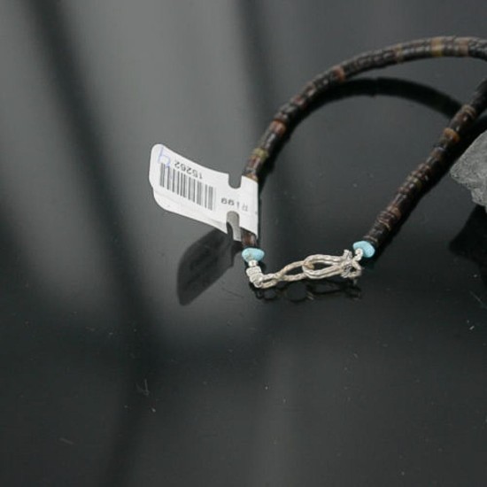 Handmade Certified Authentic Navajo .925 Sterling Silver Spiny Oyster and Turquoise Graduated Heishi Native American Necklace 390677849173
