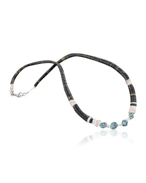 Handmade Certified Authentic Navajo .925 Sterling Silver Spiny Oyster and Turquoise Graduated Heishi Native American Necklace 390687533260