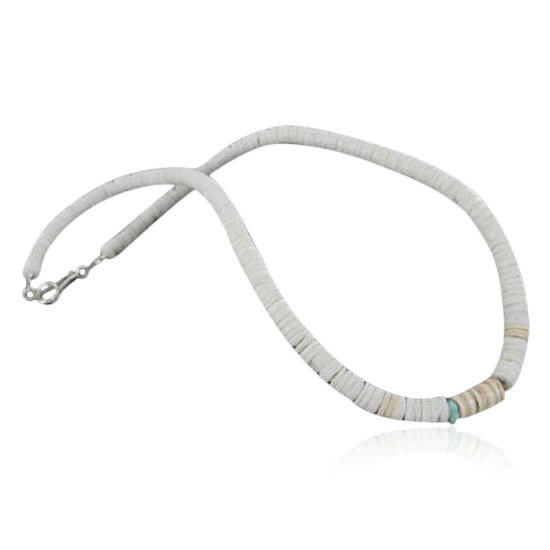Handmade Certified Authentic Navajo .925 Sterling Silver Spiny Oyster and Turquoise Graduated Heishi Native American Necklace 390715032843