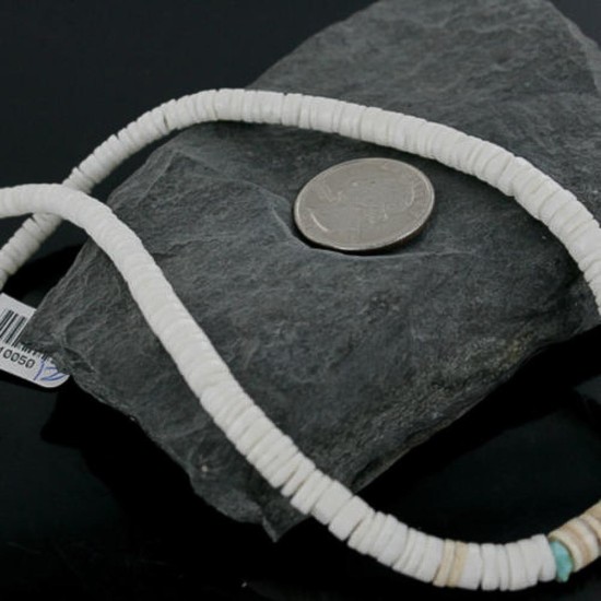 Handmade Certified Authentic Navajo .925 Sterling Silver Spiny Oyster and Turquoise Graduated Heishi Native American Necklace 390715032843