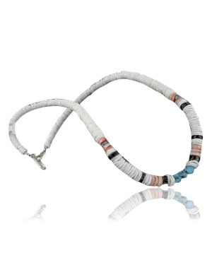 Handmade Certified Authentic Navajo .925 Sterling Silver Spiny Oyster and Turquoise Graduated Heishi Native American Necklace 390717206261