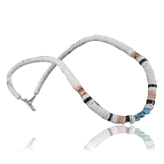Handmade Certified Authentic Navajo .925 Sterling Silver Spiny Oyster and Turquoise Graduated Heishi Native American Necklace 390717206261 Handmade Certified Authentic Navajo .925 Sterling Silver Spiny Oyster and Turquoise Graduated Heishi Native American Necklace 390717206261